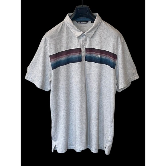 Travis Mathew Size XXL 2XL Golf Polo Shirt Cabana Chest Stripe Performance Gray - Picture 1 of 7